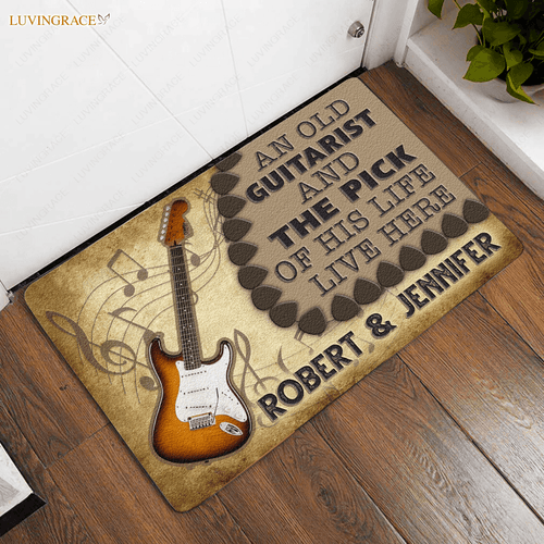 An Old Guitarist And The Pick Of His Life Personalized Doormat
