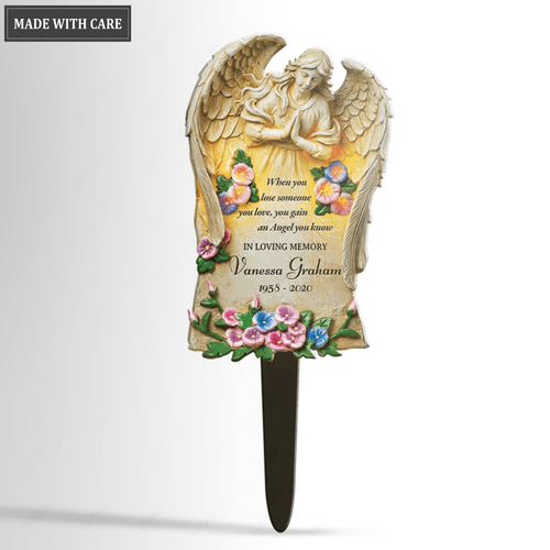 Angel Garden Solar Light And Saying Memorial Personalized Plaque