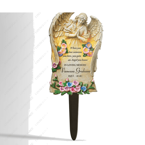 Angel Garden Solar Light And Saying Memorial Personalized Plaque