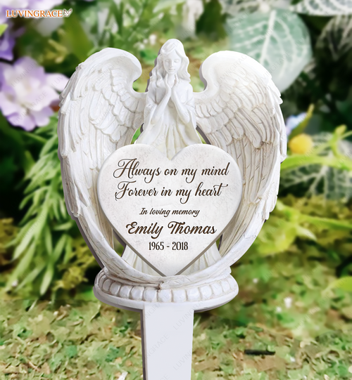 Angel Heart Stone Memorial Plaque Stake