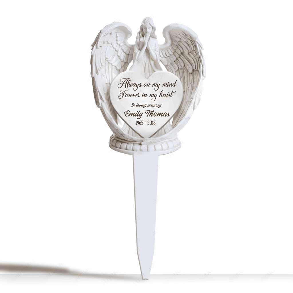 Angel Heart Stone Memorial Plaque Stake