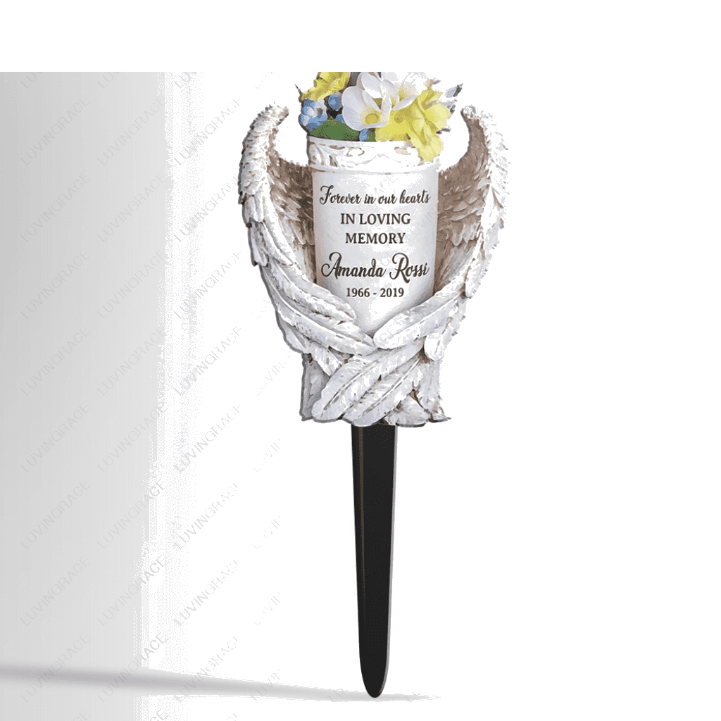 Angel Wings Memorial Vase Personalized Plaque