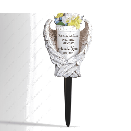 Angel Wings Memorial Vase Personalized Plaque