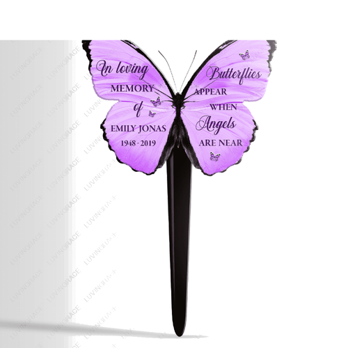 Angels Are Near Personalized Memorial Butterflies Plaque