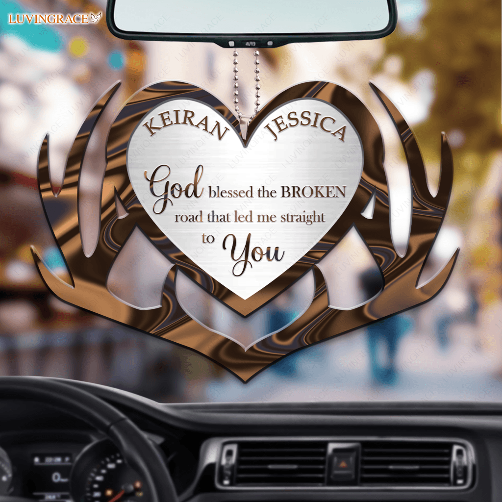 Antler Heart For Couple God Blessed Personalized Ornament