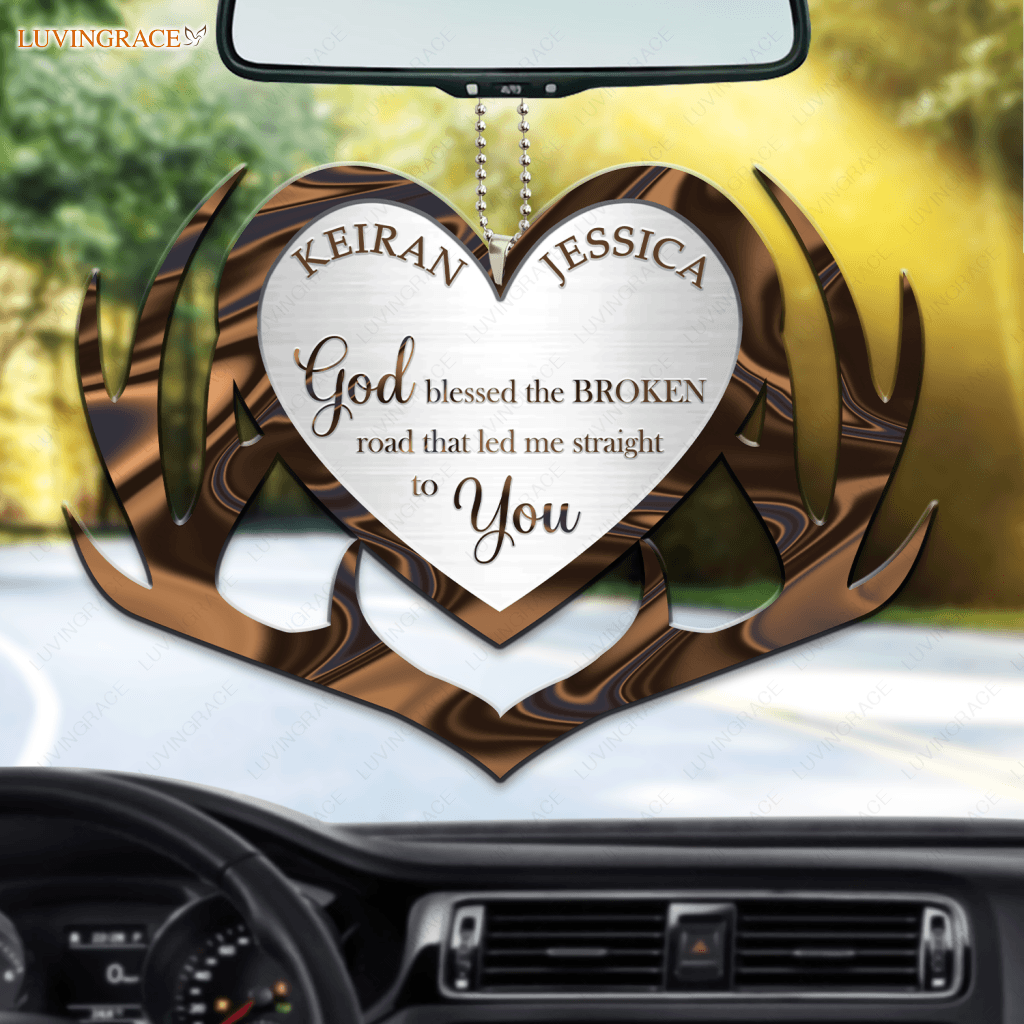 Antler Heart For Couple God Blessed Personalized Ornament