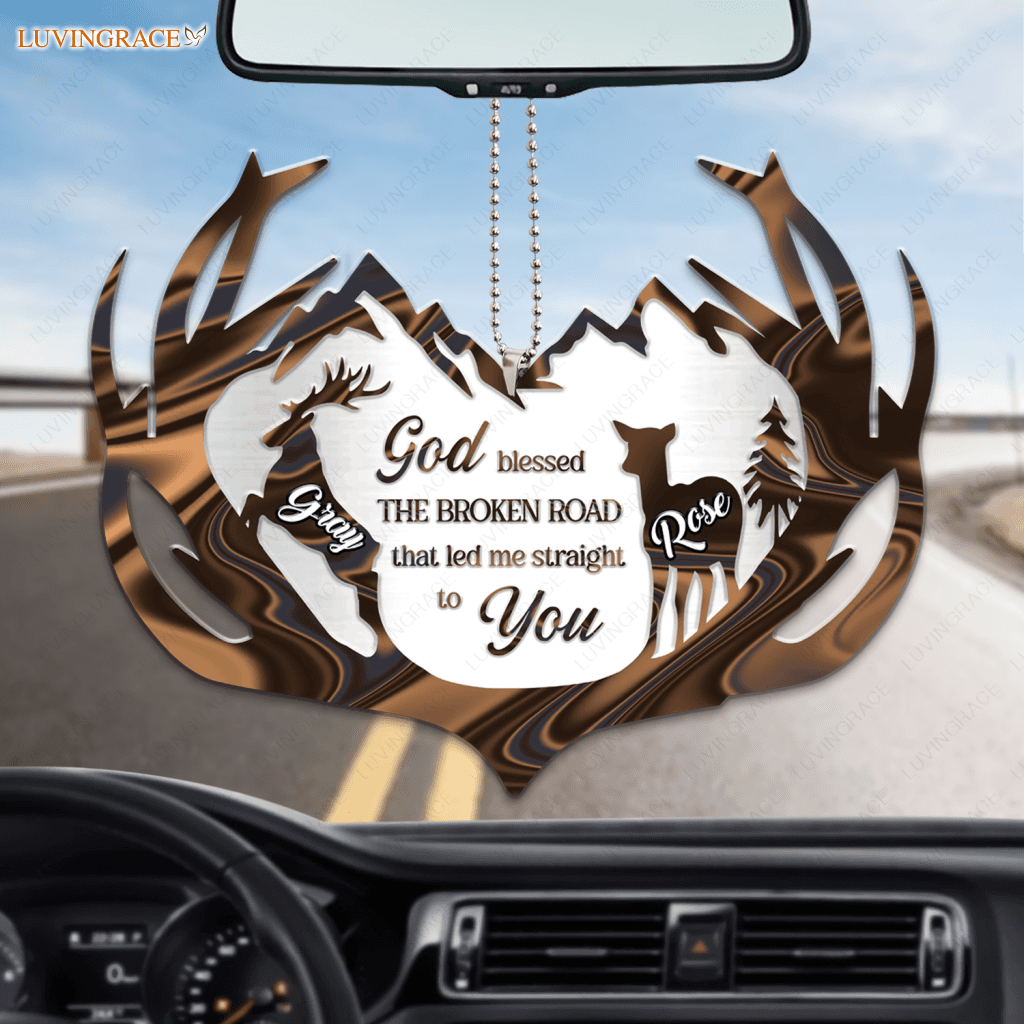 Antler Silhouette Scene God Blessed Personalized Ornament