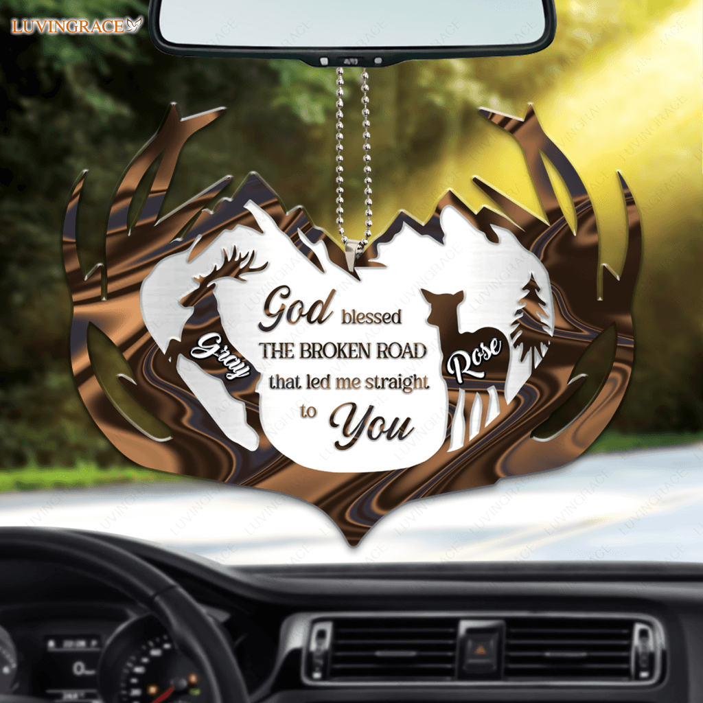 Antler Silhouette Scene God Blessed Personalized Ornament