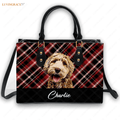 Artistic Plaid Bag Handbag Black Red - Personalized Custom Leather Handbags