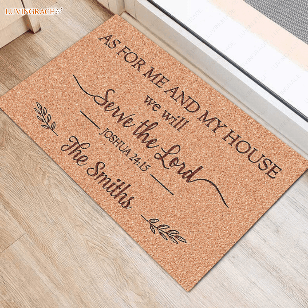 As For Me And My House We Shall Serve The Lord Personalized Doormat