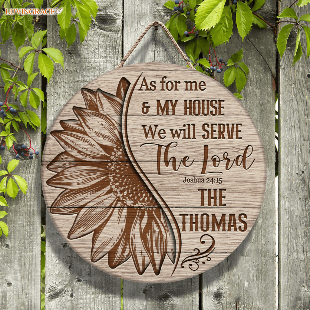 As For Us Half Of Sunflower Personalized Circle Sign Wood