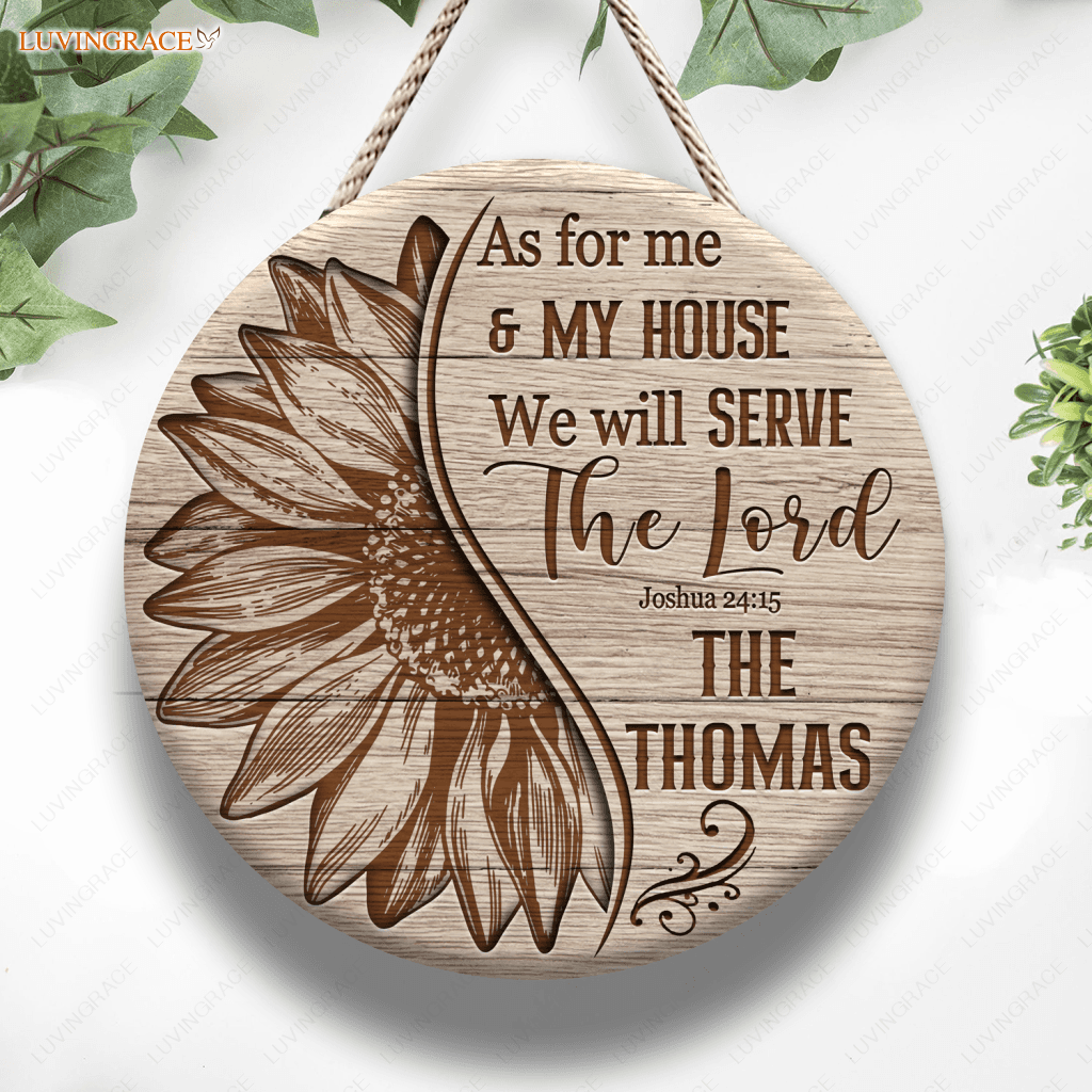 As For Us Half Of Sunflower Personalized Circle Sign Wood