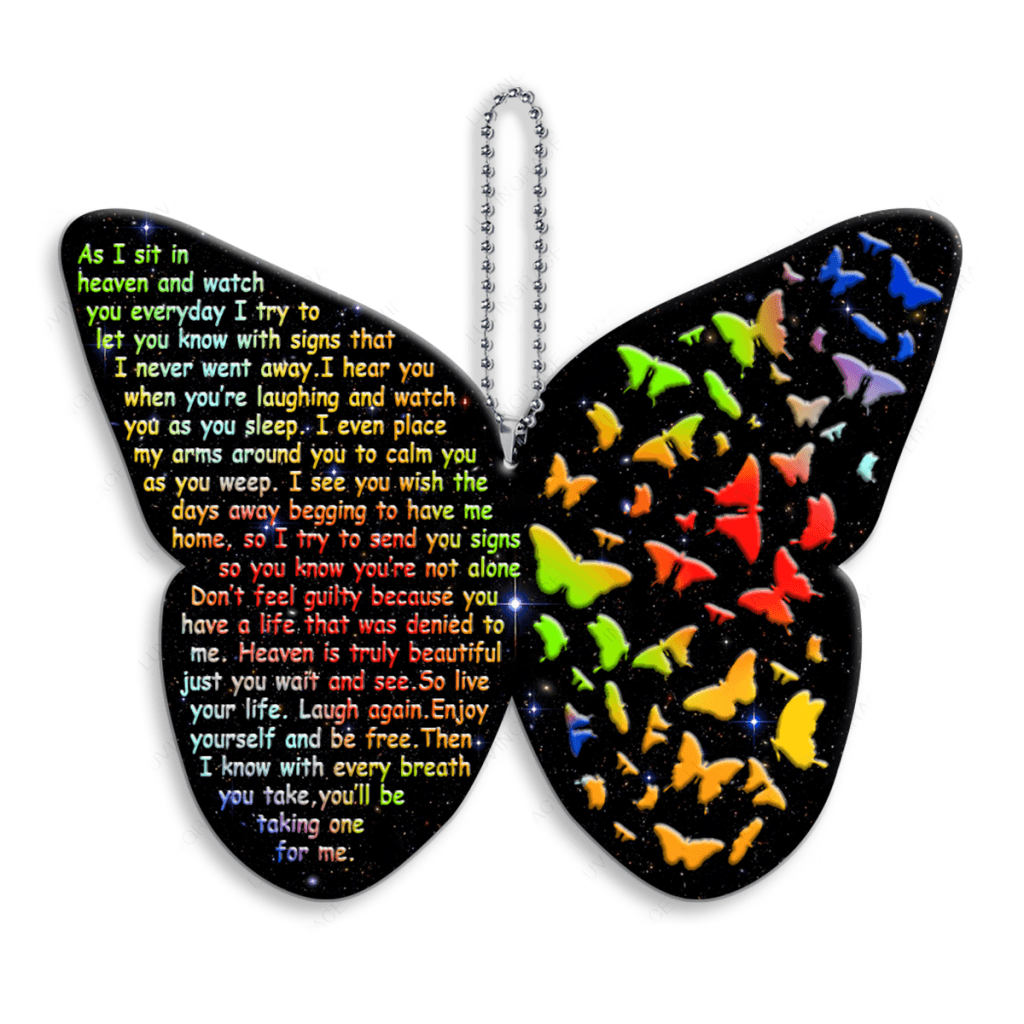As I Sit In Heaven Butterfly Rainbow Ornament