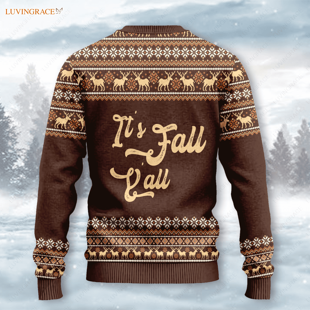 Autumn Heart Pumpkin Floral Wool Knitted Pattern Its Fall Yall Ugly Sweater Sweatshirt