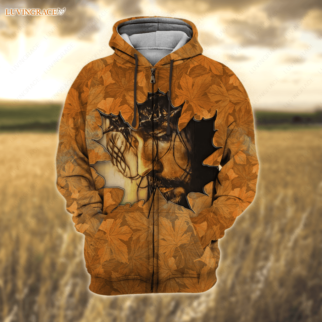 Autumn Maple Fall For Jesus He Never Leaves Hoodie Zipper / S