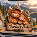 Personalized Names Highland Cow Couple 3D Ornament – Hunting Lovers Gift
