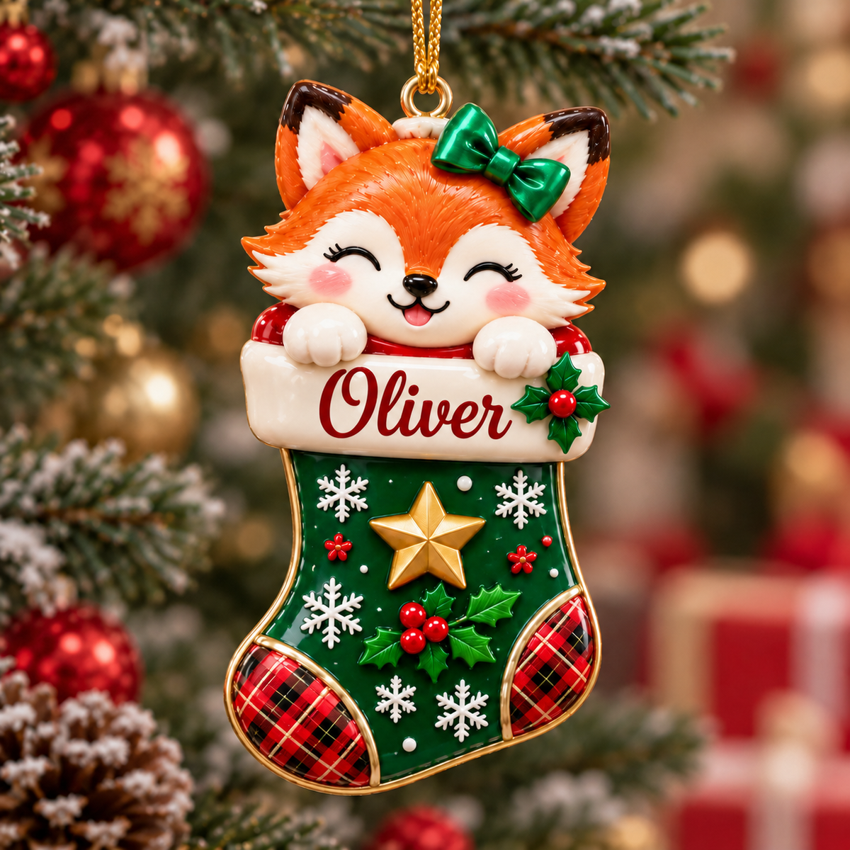 3D Personalized Christmas Stocking Ornament – Choose Your Character