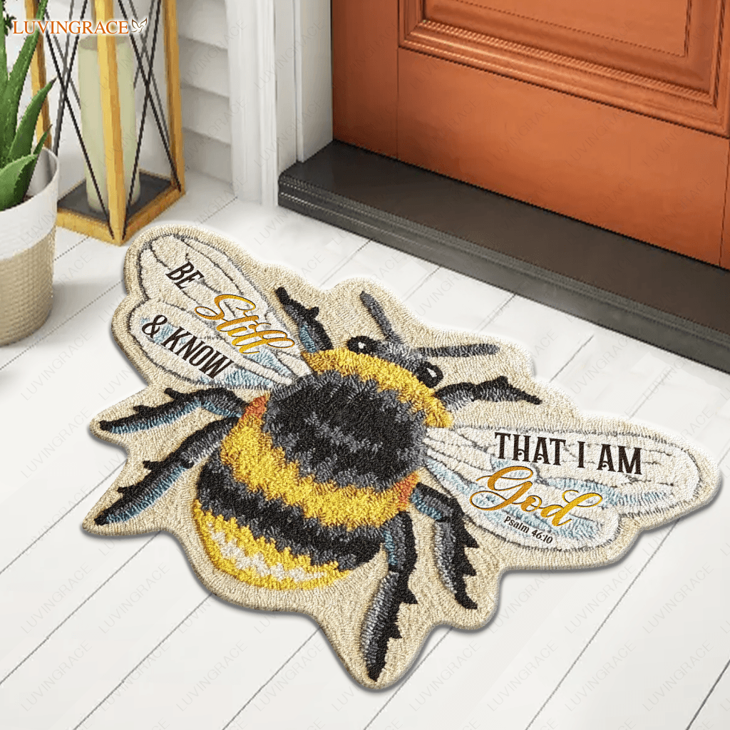 Be Still And Know That I Am God Bee Shaped Luxurious Doormat