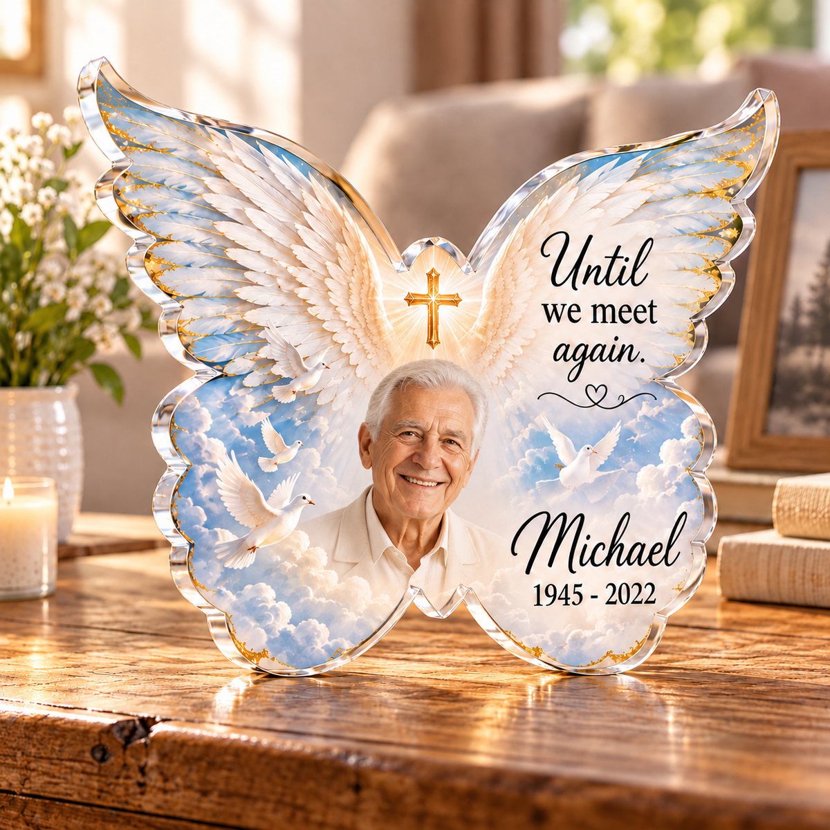 Personalized Angel Wings Memorial Acrylic Plaque – Sympathy Gift for Loss of Loved One
