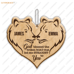 Bear Couple God Blessed Personalized Wood Engraved Ornaments Wooden Ornament