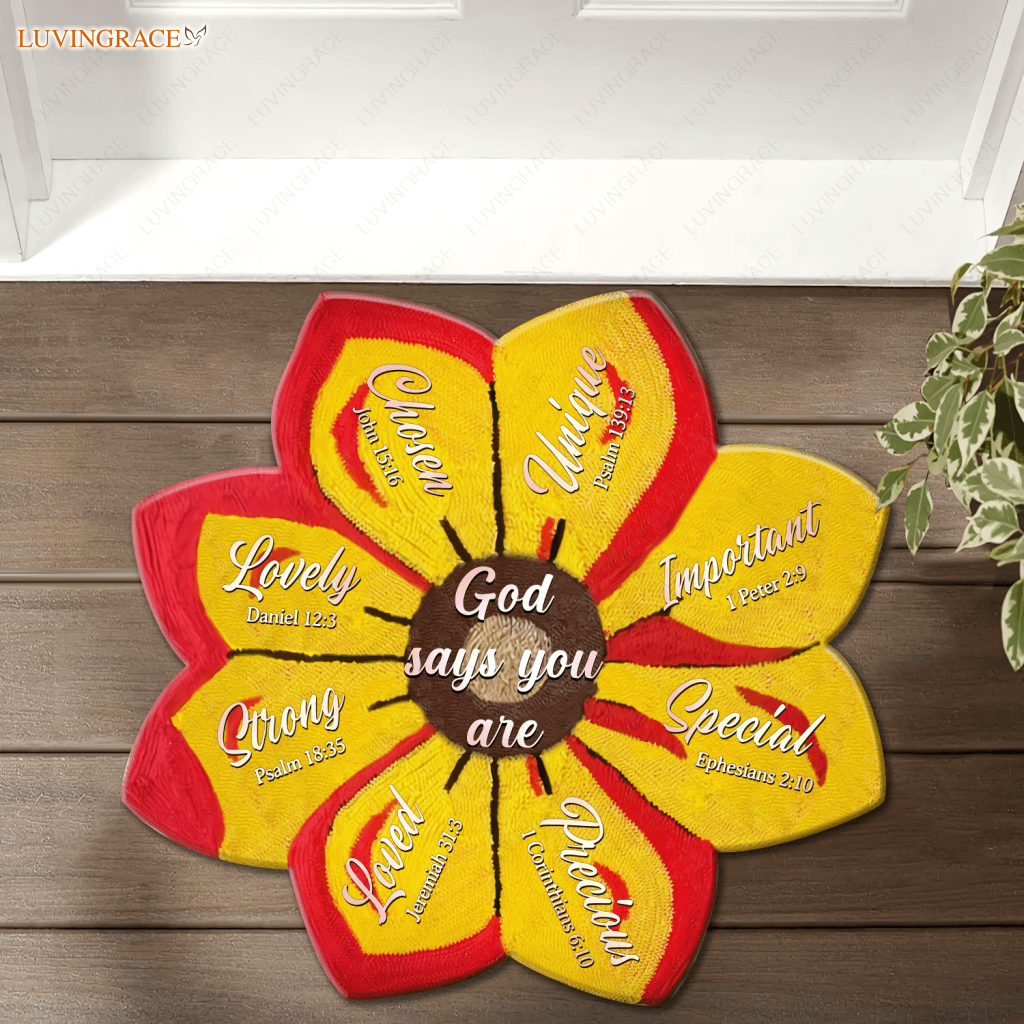 Beautiful Flower God Says You Are Shaped Doormat