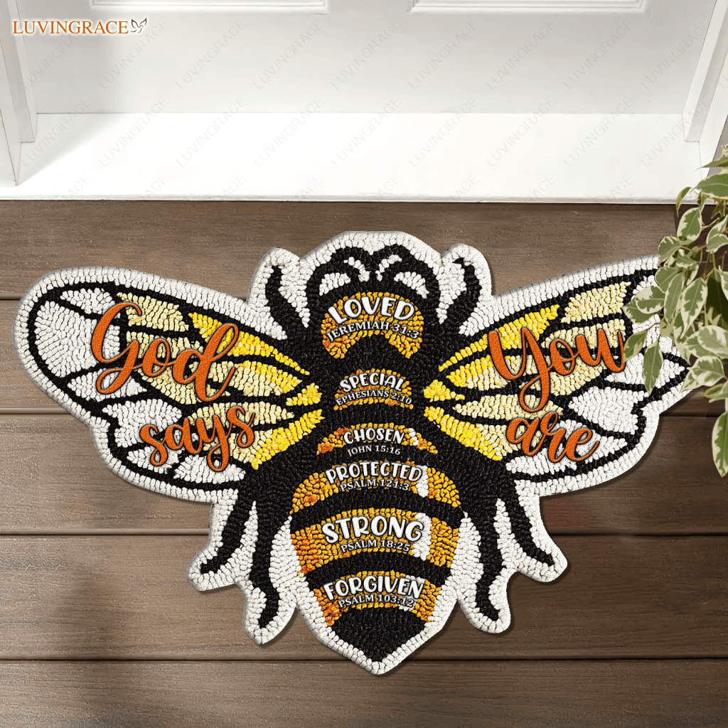 Bee God Says You Are Shaped Doormat