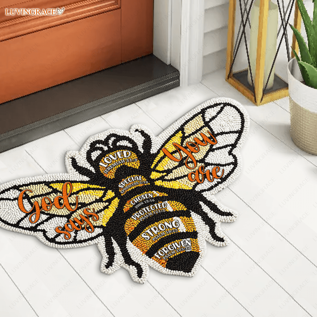 Bee God Says You Are Shaped Doormat