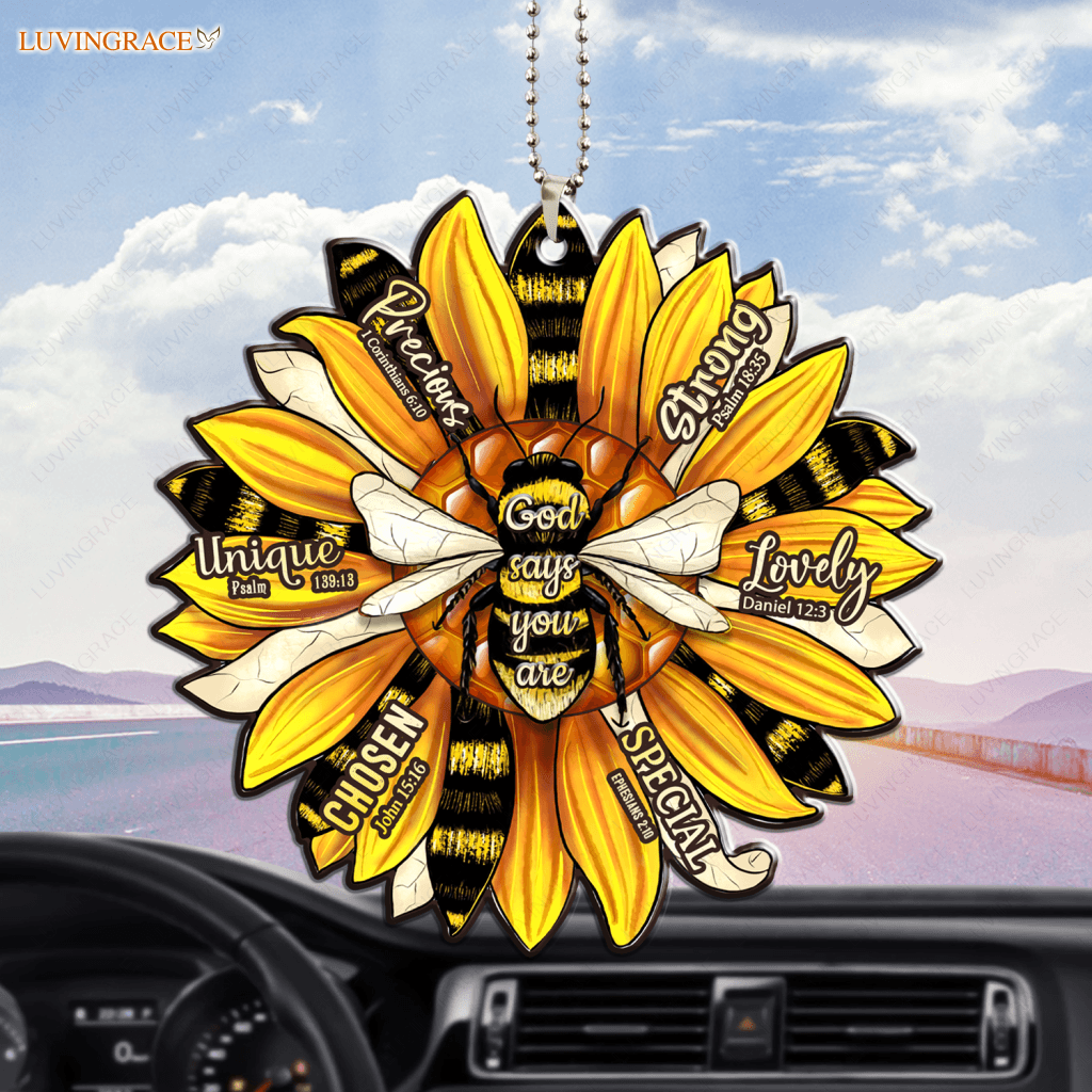 Bee Yellow Sunflower God Says You Are Ornament