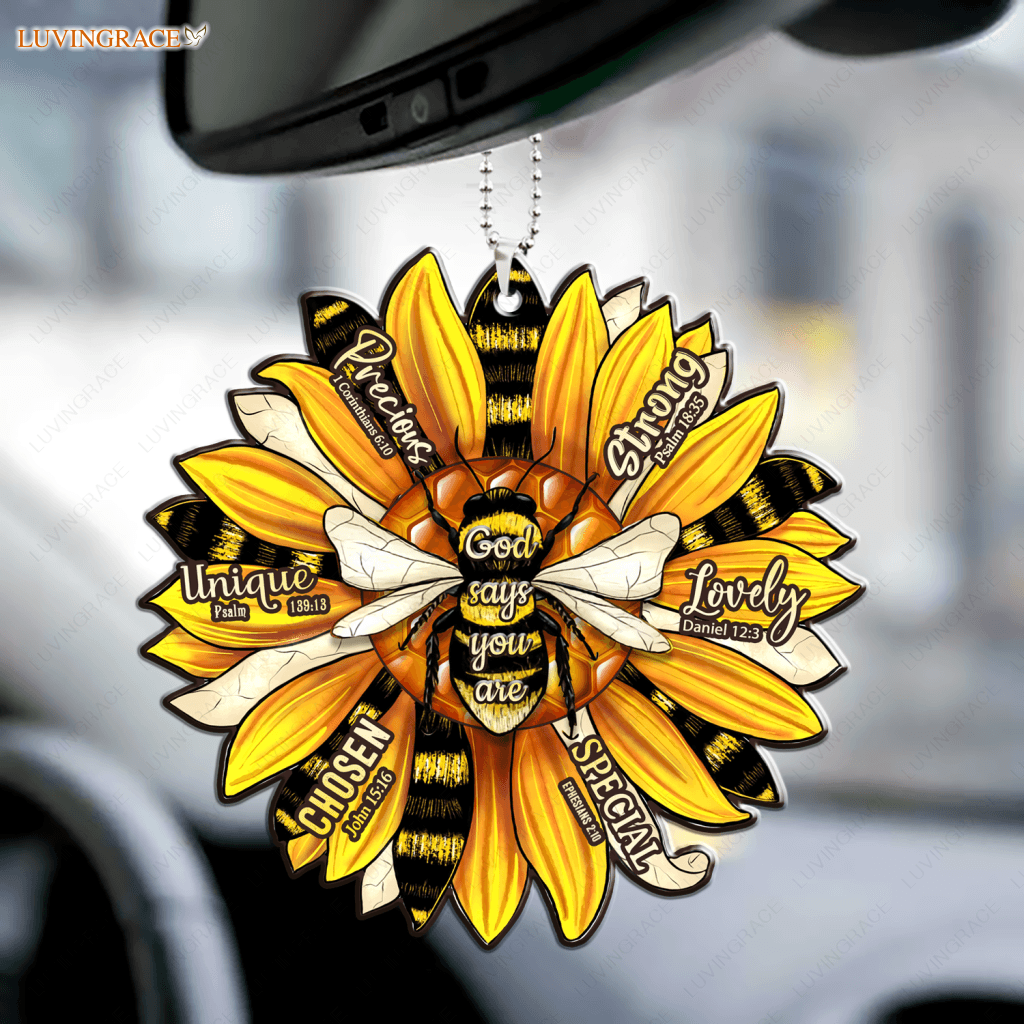 Bee Yellow Sunflower God Says You Are Ornament