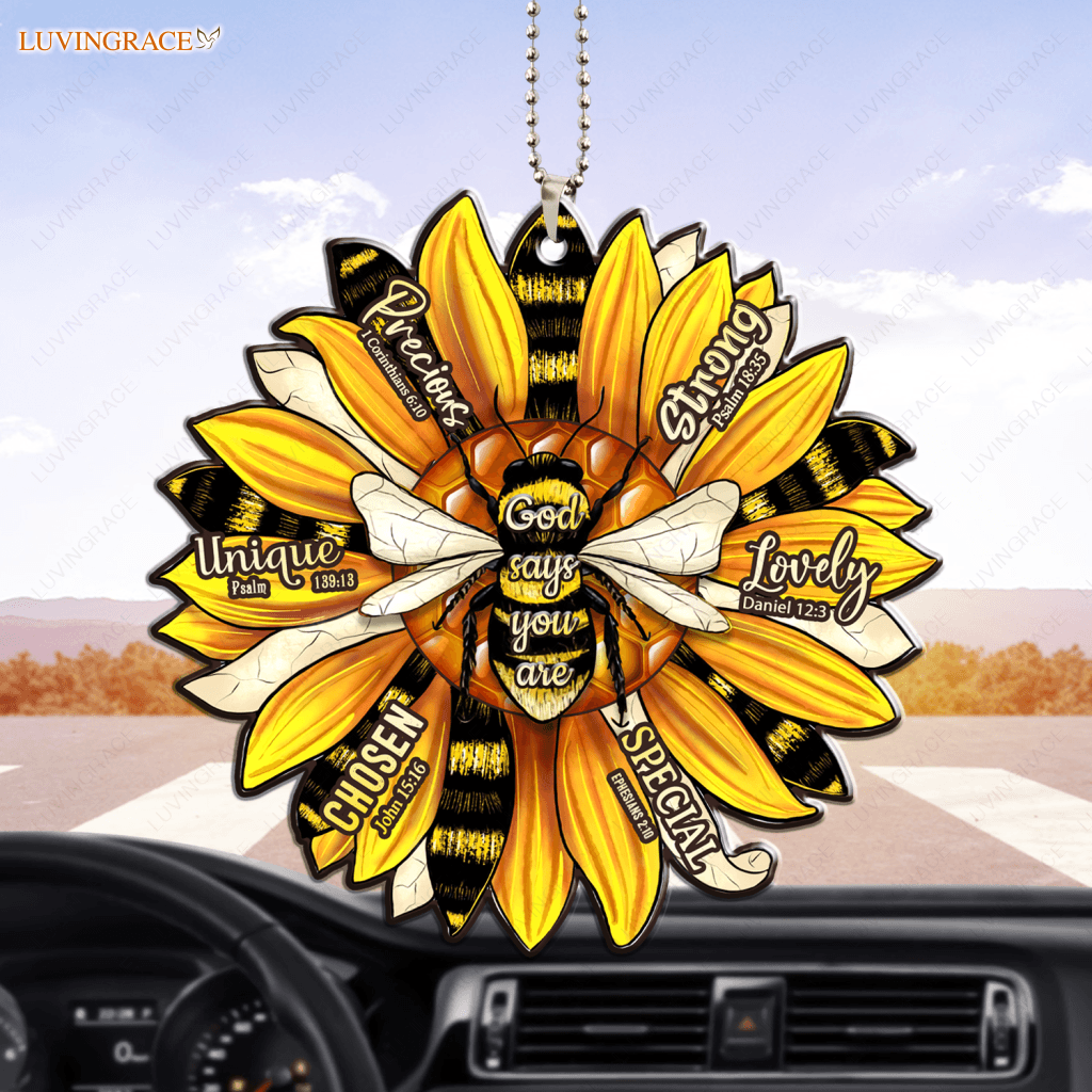 Bee Yellow Sunflower God Says You Are Ornament