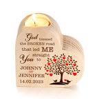 Bird Couple Heart Tree God Blessed Personalized Candle Holder