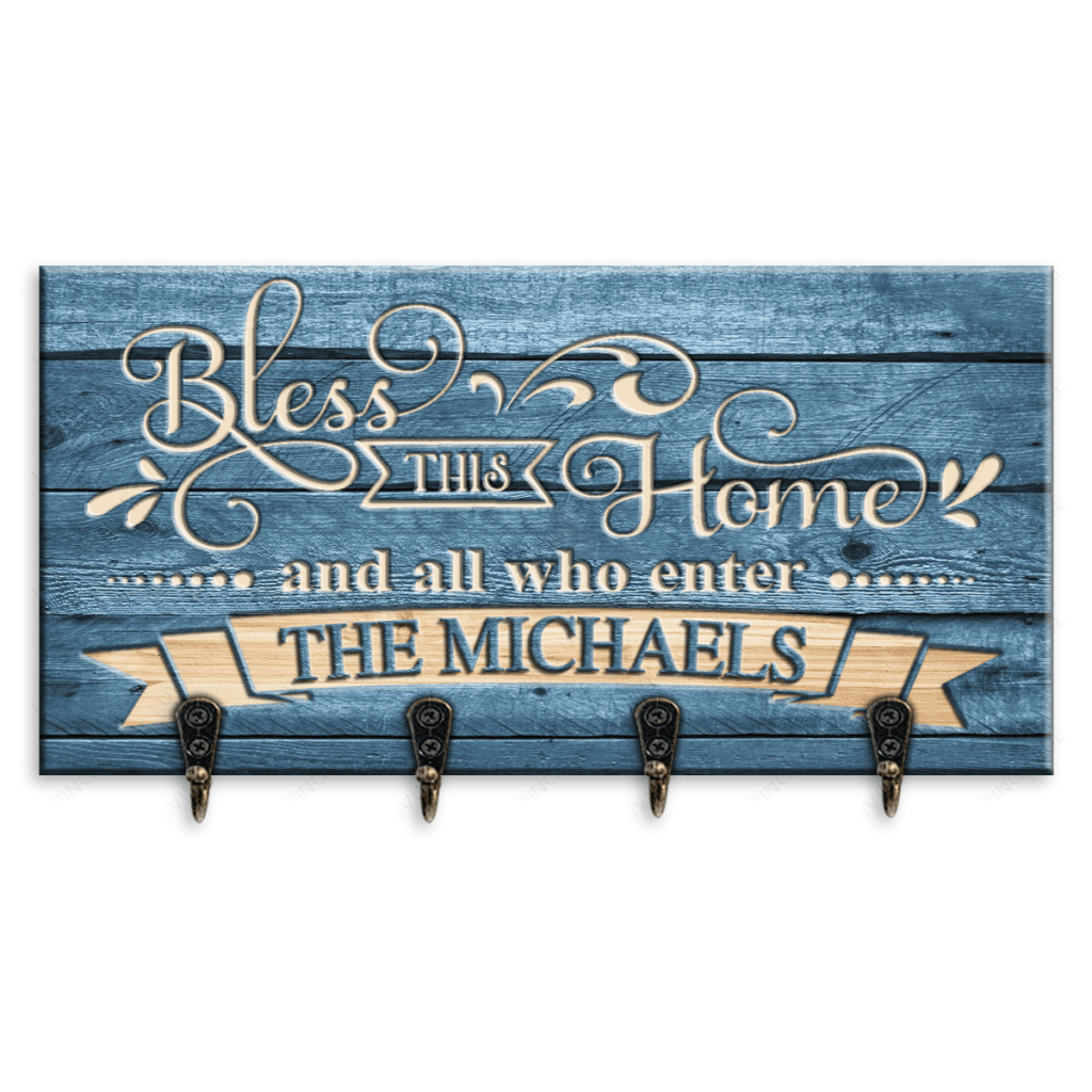 Bless This Home And All Who Enter Personalized Key Hanger