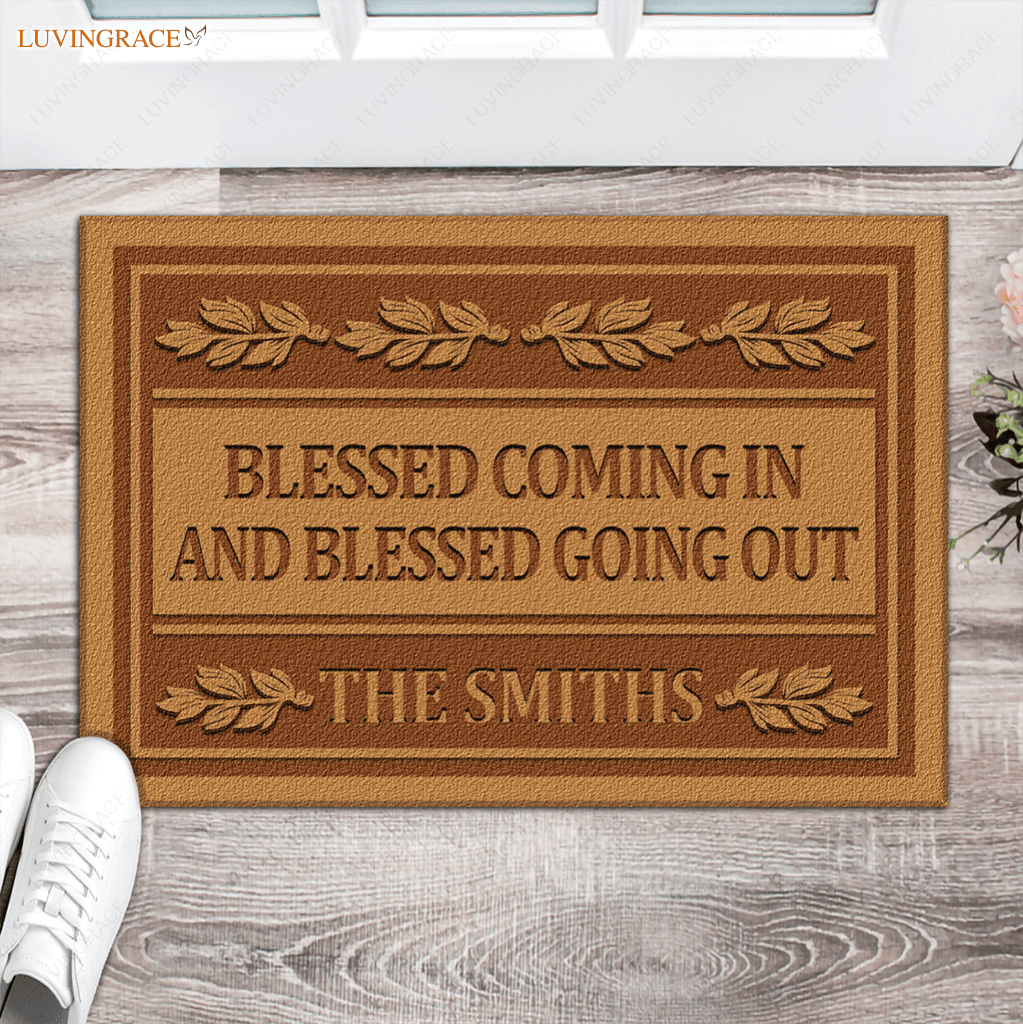 Blessed Coming In And Going Out Christian Gifts Personalized Doormat