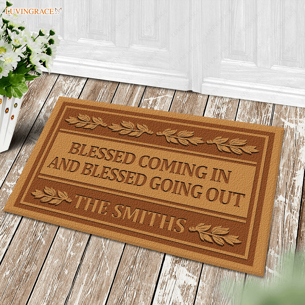 Blessed Coming In And Going Out Christian Gifts Personalized Doormat