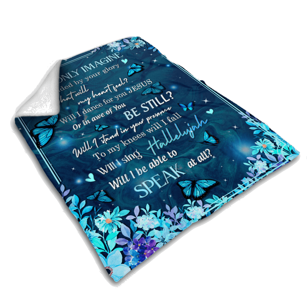 Blue Butterfly Floral I Can Only Imagine Blanket