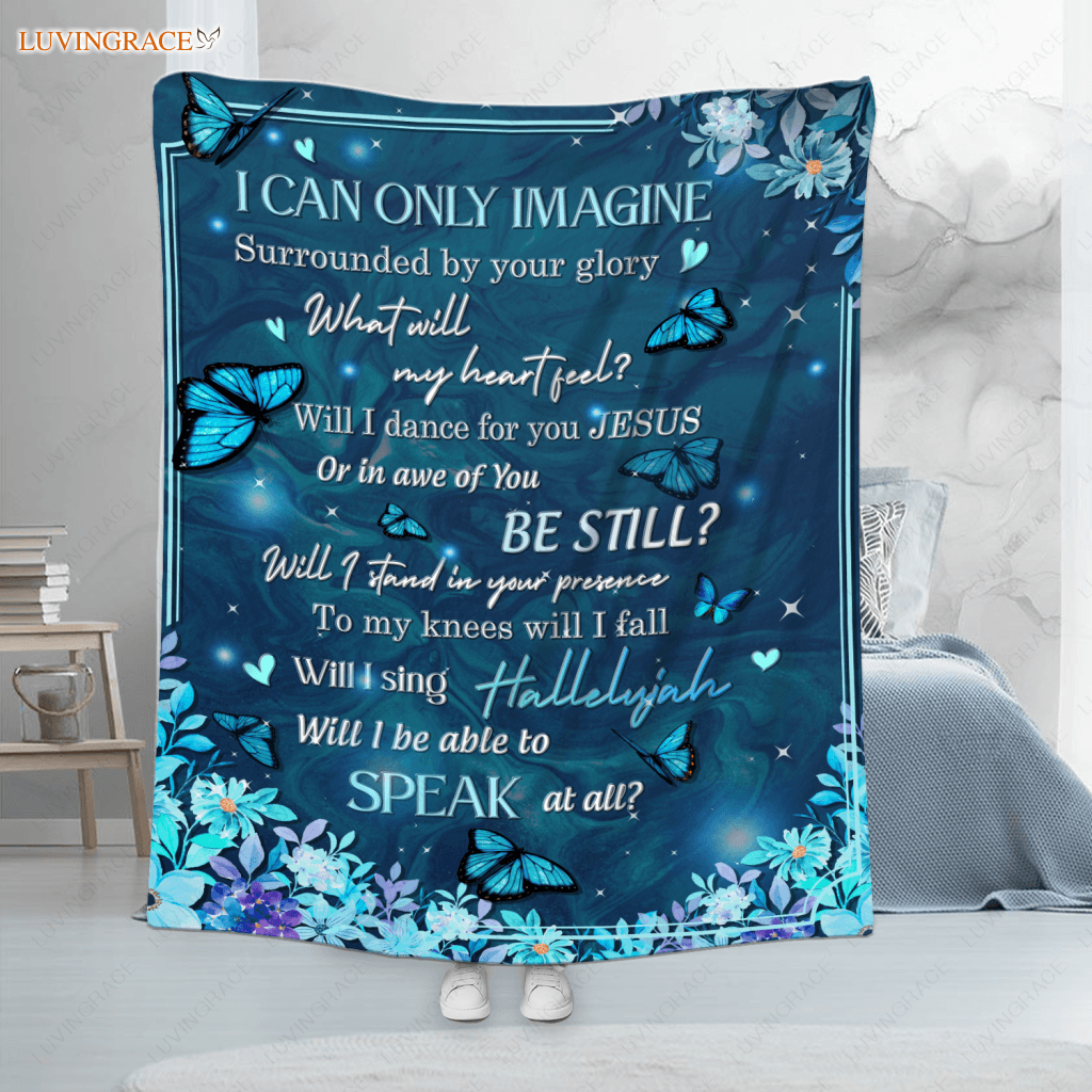 Blue Butterfly Floral I Can Only Imagine Blanket 50 * 60 Inch (130*150 Cm)
