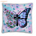 Blue Hologram Sunflower Cross Butterfly God Says You Are Pillow