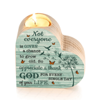 Blue Wood Dandelion Bird And Butterfly Thank God Every Day Candle Holder