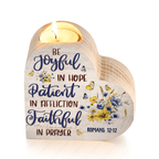 Blue Yellow Flower Butterfly Be Joyful In Hope Candle Holder