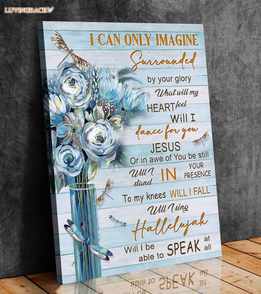 Blueish Flower Dragonfly Glory Wall Art Canvas
