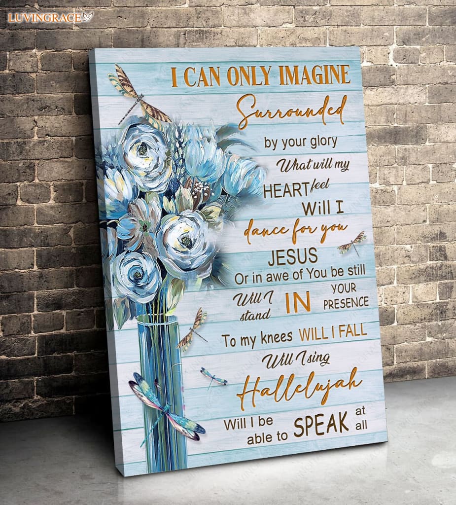 Blueish Flower Dragonfly Glory Wall Art Canvas