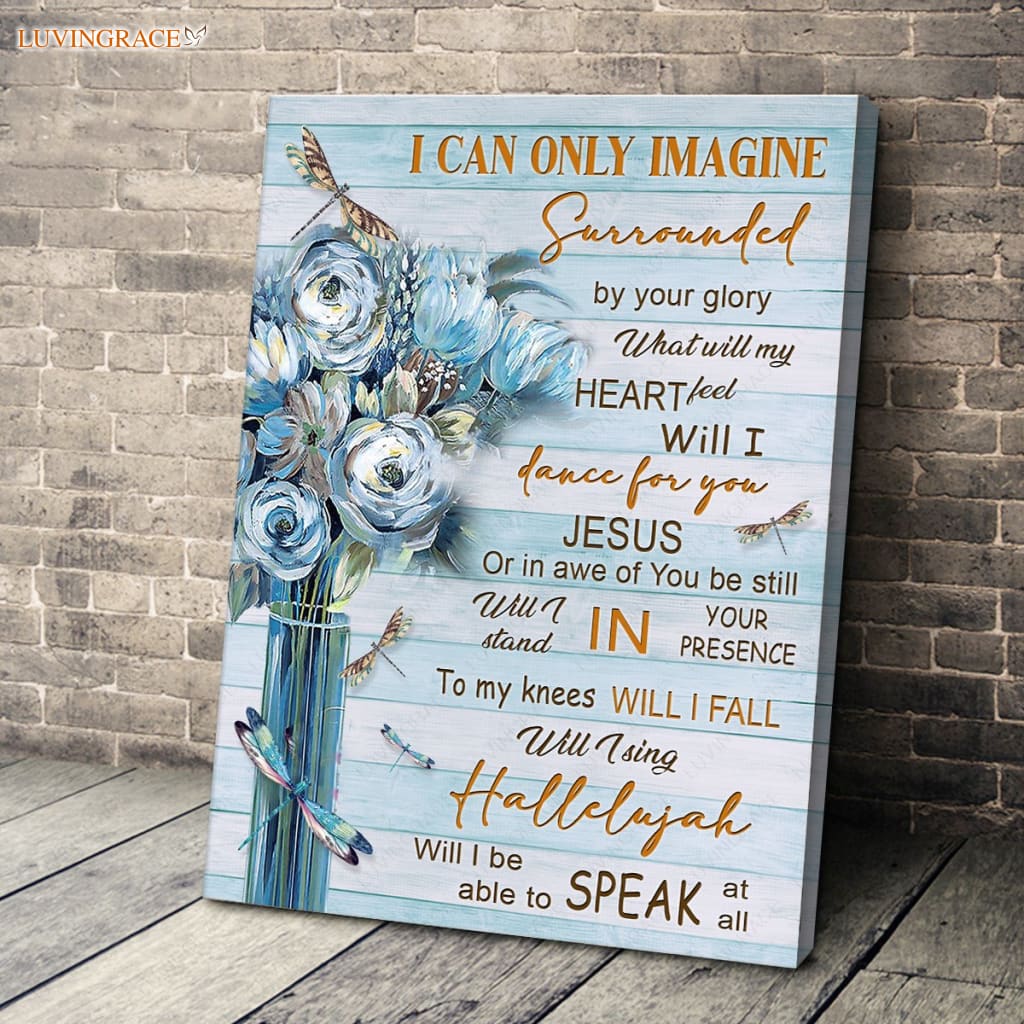 Blueish Flower Dragonfly Glory Wall Art Canvas