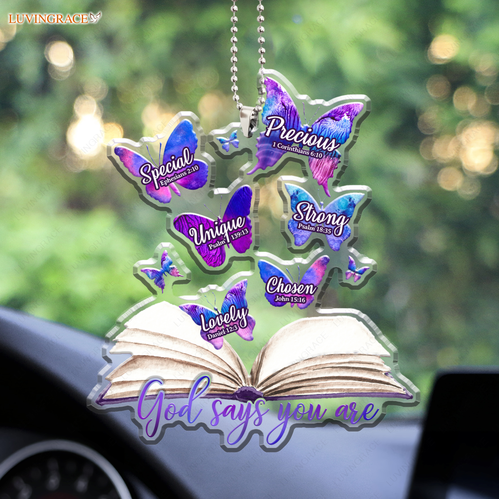 Book And Butterflies God Says You Are Ornament