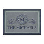Border Stripe In Blue Personalized Doormat