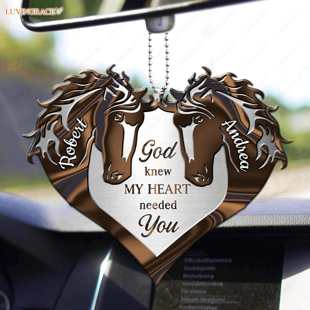 Brown Horse Couple God Knew My Heart Personalized Ornament