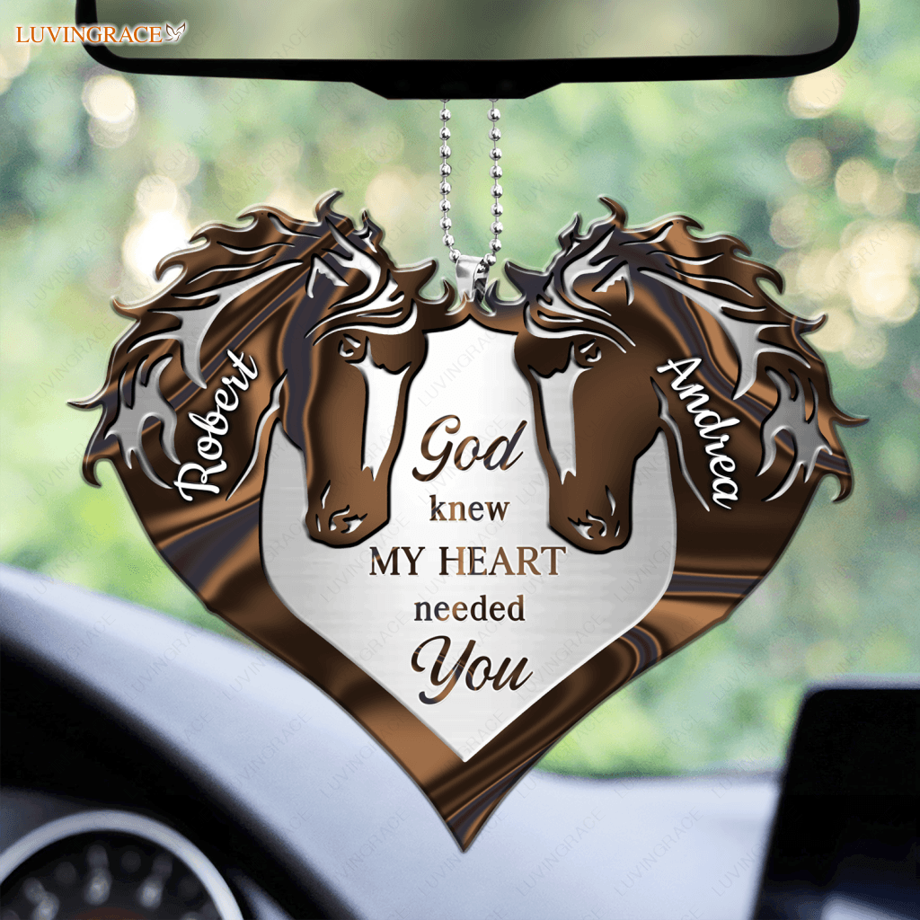 Brown Horse Couple God Knew My Heart Personalized Ornament