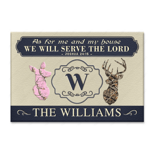 Buck And Doe As For Me And My House Christianity Personalized Doormat