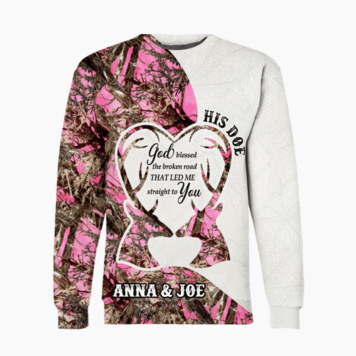 Buck And Doe Couple God Blessed Personalized Hoodie