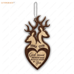 Buck And Doe God Blessed Personalized Wood Engraved Ornaments Wooden Ornament