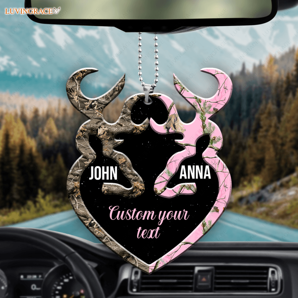 Buck And Doe Heart Personalized Name Messages Ornament
